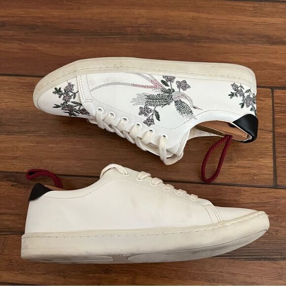 Zara White Embroidered Sneakers EU 35/US 5 - Picture 4 of 9